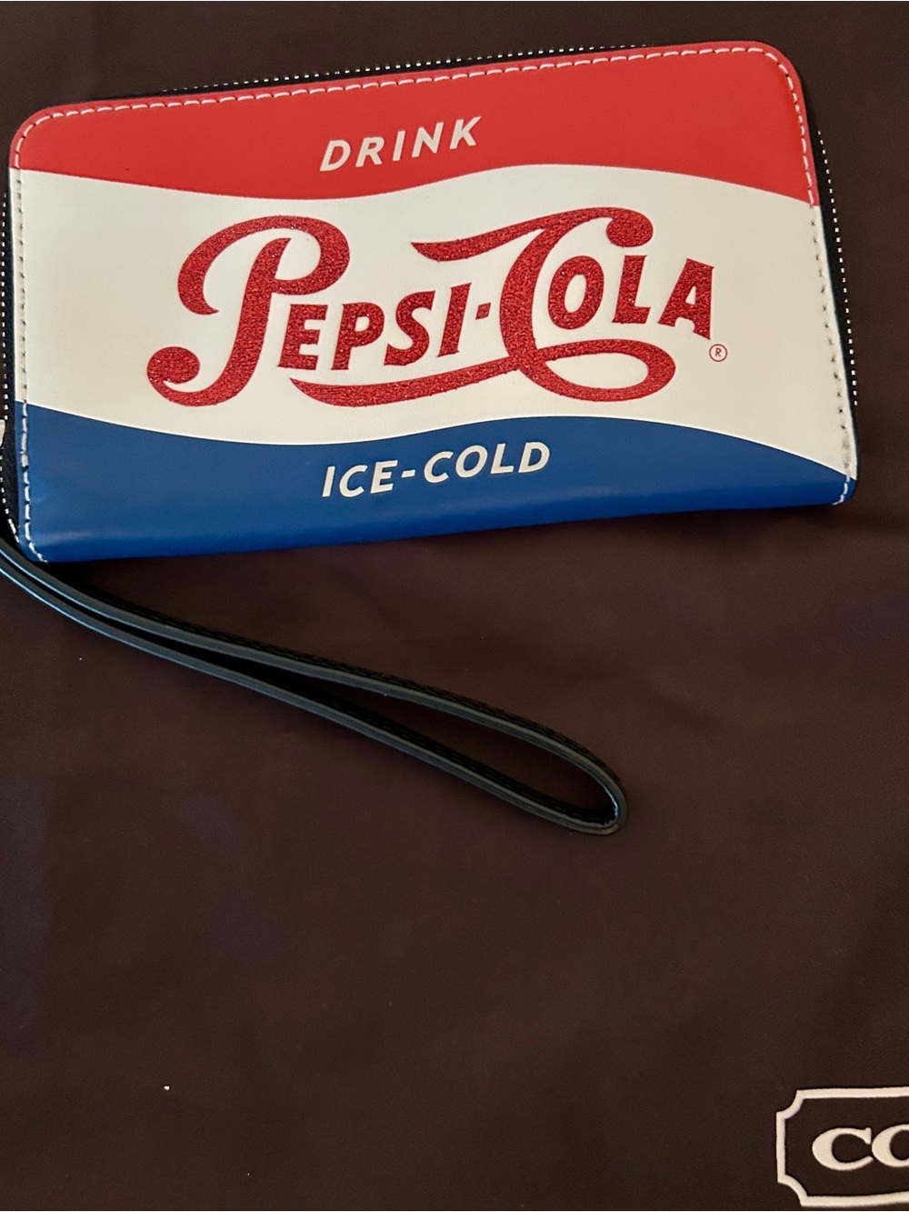 Limited Edition, Coach Pepsi-Cola Red White Blue Wristlet Wallet